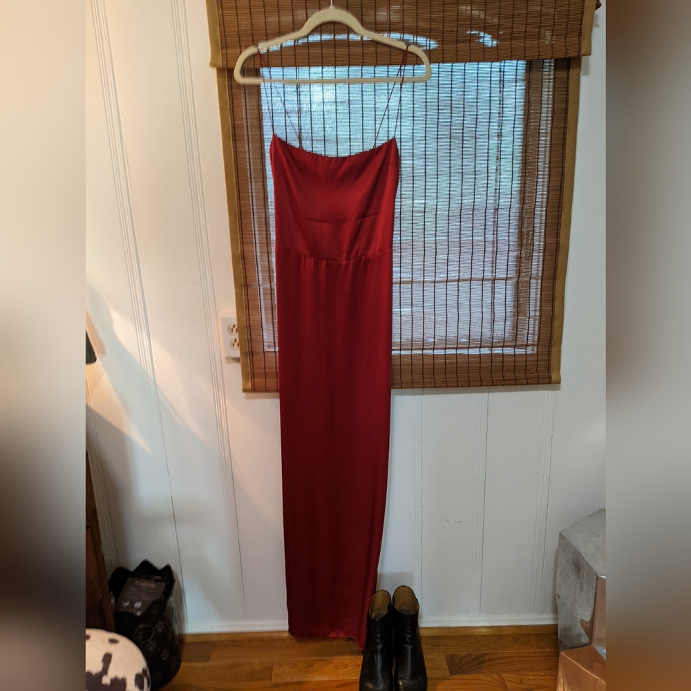 Reformation Red Silk Frankie Dress